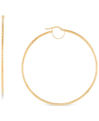 Macy's Faceted Bridge Hoop Earrings In 10k Gold (60mm) In Gold