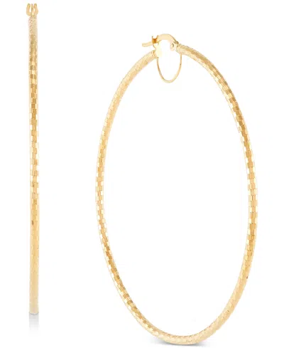Macy's Faceted Bridge Hoop Earrings In 10k Gold (60mm) In Gold