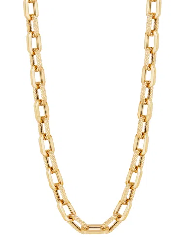 Italian Gold Lightweight Polished & Textured Link 18" Collar Necklace In 10k Gold In Gold
