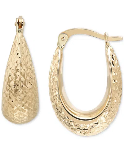 Macy's Graduated Textured Chunky Oval Hoop Earrings In 14k Gold, Created For  In Gold