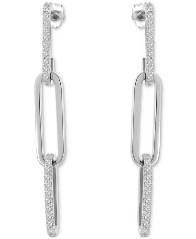 Giani Bernini Link Drop Earrings (3/8 Ct. T.w.) In Sterling Silver, Macy's Exclusive In White