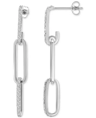 Giani Bernini Link Drop Earrings (3/8 Ct. T.w.) In Sterling Silver, Macy's Exclusive In White