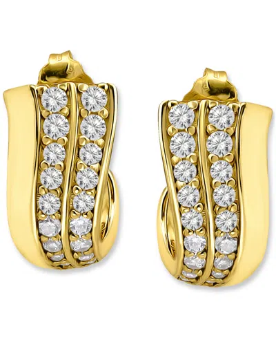 Giani Bernini Pave Cubic Zirconia J Hoop Earrings (7/8 Ct. T.w.) In 18k Gold Over Sterling Silver, Exclusively At  In Gold