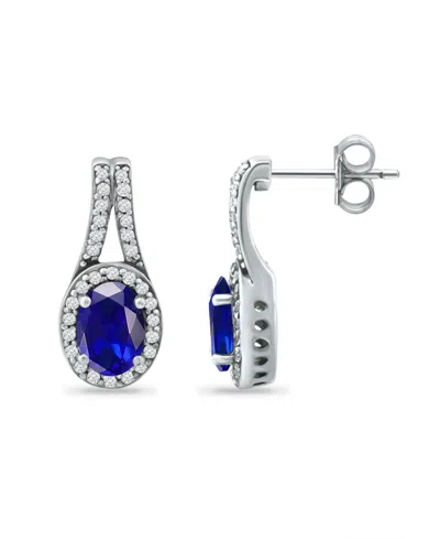 Giani Bernini Simulated Blue Sapphire And Cubic Zirconia Halo Earrings