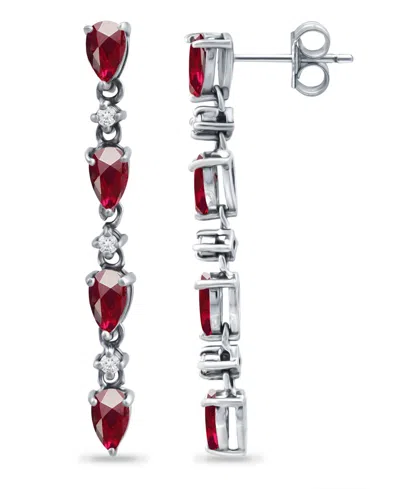 Giani Bernini Created Ruby And Cubic Zirconia Linear Drop Earrings In Multi