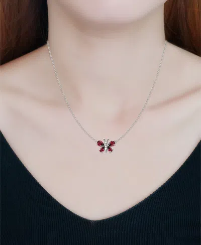 Giani Bernini Lab Grown Ruby Butterfly Necklace In Red