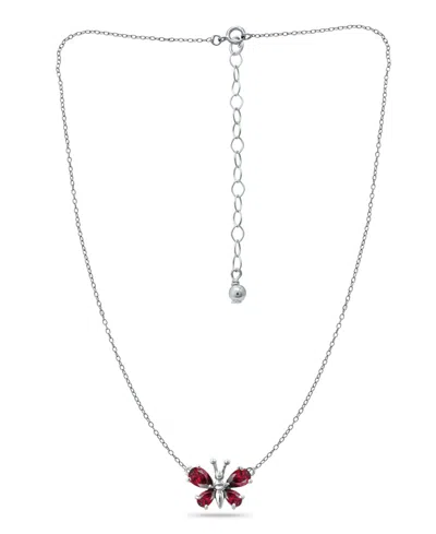 Giani Bernini Lab Grown Ruby Butterfly Necklace In Red