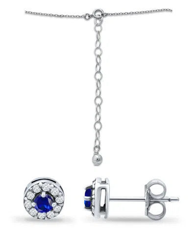 Giani Bernini Created Ruby And Cubic Zirconia Halo Pendant And Earring Set, 3 Piece In Blue
