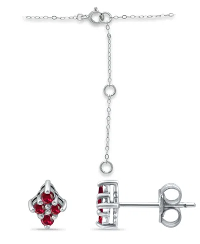 Giani Bernini Created Ruby And Cubic Zirconia Clover Pendant And Earring Set, 3 Piece