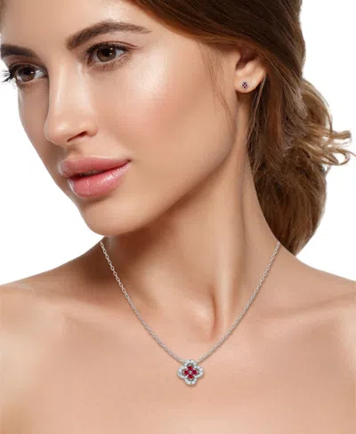 Giani Bernini Created Ruby And Cubic Zirconia Clover Pendant And Earring Set, 3 Piece