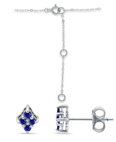 Giani Bernini Simulated Blue Sapphire And Cubic Zirconia Clover Pendant And Earring Set, 3 Piece