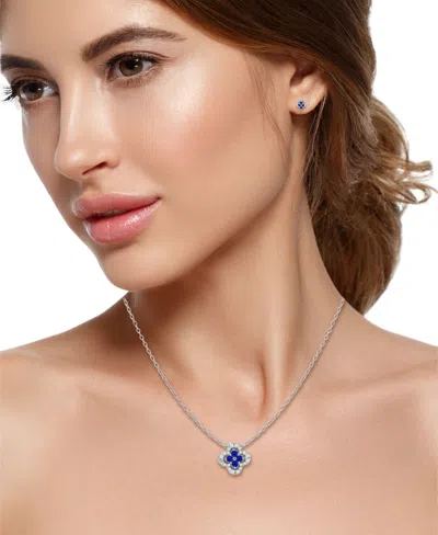 Giani Bernini Simulated Blue Sapphire And Cubic Zirconia Clover Pendant And Earring Set, 3 Piece