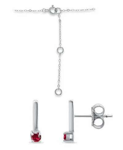 Giani Bernini Created Ruby Bar Pendant And Earring Set, 3 Piece In Metallic