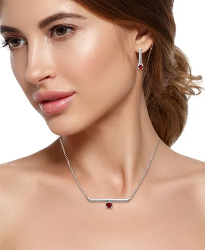 Giani Bernini Created Ruby Bar Pendant And Earring Set, 3 Piece In Metallic