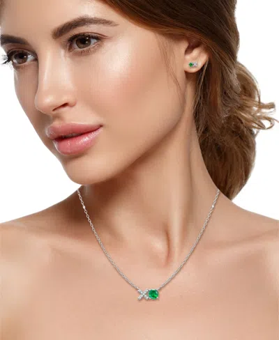 Giani Bernini Created Green Quartz And Cubic Zirconia "xo" Pendant And Earring Set, 3 Piece