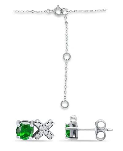 Giani Bernini Created Green Quartz And Cubic Zirconia "xo" Pendant And Earring Set, 3 Piece