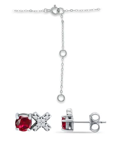 Giani Bernini Created Ruby And Cubic Zirconia "xo" Pendant And Earring Set, 3 Piece