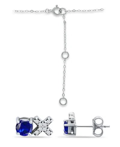 Giani Bernini Simulated Blue Sapphire And Cubic Zirconia "xo" Pendant And Earring Set, 3 Piece