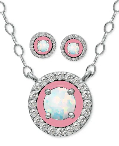 Giani Bernini 2-pc. Set Blue Topaz, Cubic Zirconia & Enamel Pendant Necklace & Matching Stud Earrings (also In Ame In Metallic