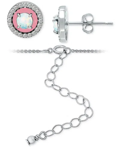 Giani Bernini 2-pc. Set Blue Topaz, Cubic Zirconia & Enamel Pendant Necklace & Matching Stud Earrings (also In Ame In Metallic