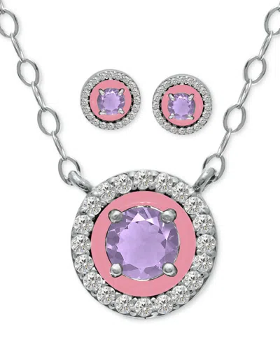 Giani Bernini 2-pc. Set Blue Topaz, Cubic Zirconia & Enamel Pendant Necklace & Matching Stud Earrings (also In Ame In Metallic