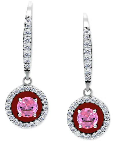 Giani Bernini Amethyst (1/4 Ct. T.w.), Cubic Zirconia, & Enamel Circle Dangle Hoop Earrings In Sterling Silver (al In Multi