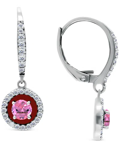 Giani Bernini Amethyst (1/4 Ct. T.w.), Cubic Zirconia, & Enamel Circle Dangle Hoop Earrings In Sterling Silver (al In Multi