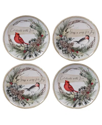 Certified International Holly And Ivy 4-pc. Dessert Plate In Multi
