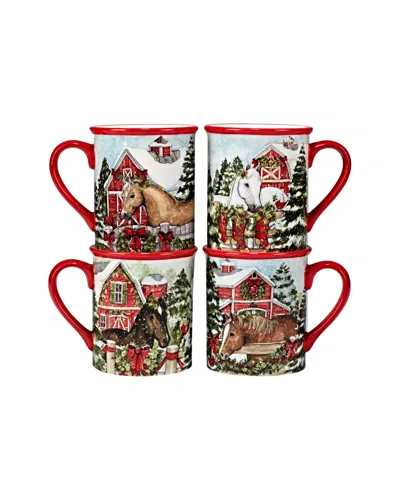 Certified International Homestead Christmas 4 Piece Mug Set In Multi