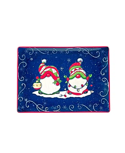 Certified International Holiday Magic Gnomes Rectangular Platter, 14" X 10" In Multi