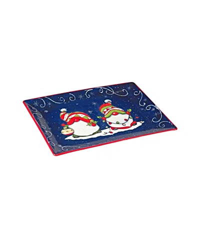 Certified International Holiday Magic Gnomes Rectangular Platter, 14" X 10" In Multi