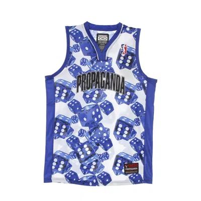 Propaganda Men's Basket Type Tank Top Dice Basket Jersey Blue/white In Blue