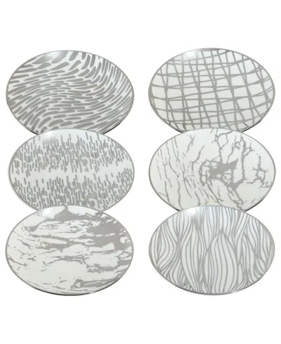 Certified International Matrix Gold-silver Tone Canape Plates Set Of 6 In Silver