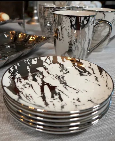 Certified International Matrix Gold-silver Tone Canape Plates Set Of 6 In Silver