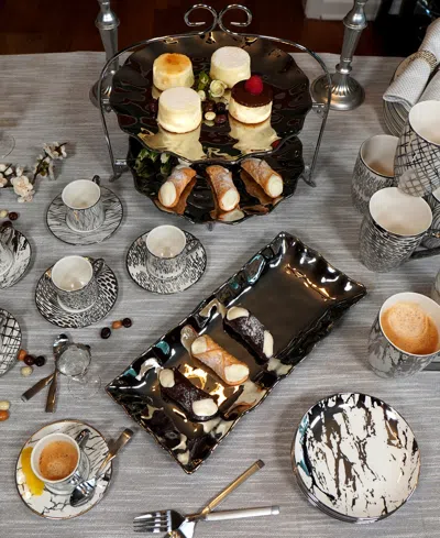 Certified International Matrix Gold-silver Tone Canape Plates Set Of 6 In Silver