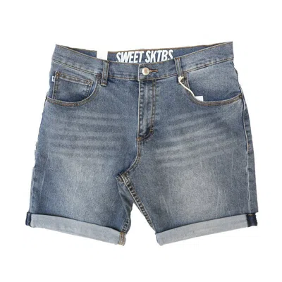 Sweet-skateboards Short Men's Trousers Sweet Sktbs Short Jeans "slim" Tintedwash In Blue