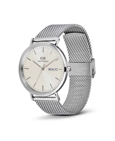 Daniel Wellington Classic Day Display Sterling Mesh Strap Watch, 40mm In Silver
