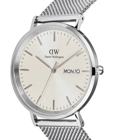 Daniel Wellington Classic Day Display Sterling Mesh Strap Watch, 40mm In Silver