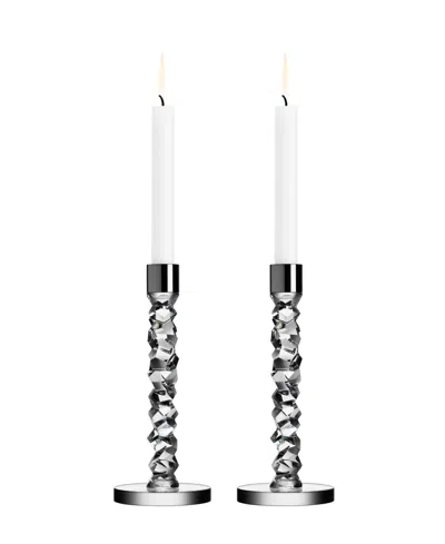 Orrefors Carat Small Candlestick Pair