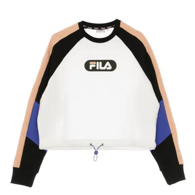 Fila Women's Cropped Lightweight Crewneck Sweatshirt Bane Blocked Cropped Crew Sweat Black/bright White/c In White