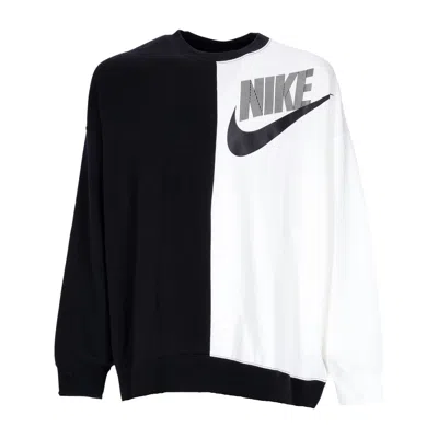 Nike Lightweight Crewneck Sweatshirt Women Sportswear Fleece Over-oversized Crew Dance Black/white In Black