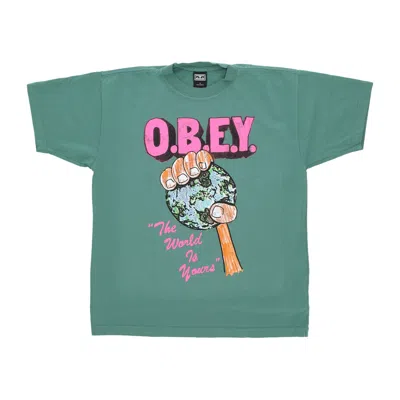 Obey The World Is Yours Heavyweight Tee Palm Leaf Men's T-shirt In Blue