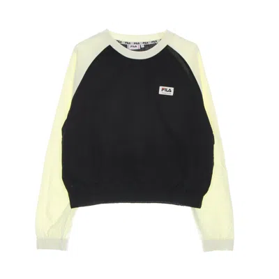 Fila Women's Cropped Crewneck Lightweight Sweatshirt Tabor Raglan Cropped Crewneck Black Beauty/sweet Cor In Multi