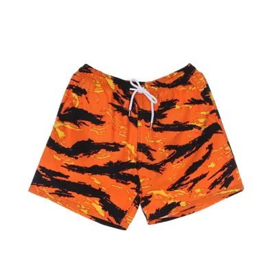 Propaganda Men's Tiger Camo Swim Trunks Orange Swim Shorts In Orange