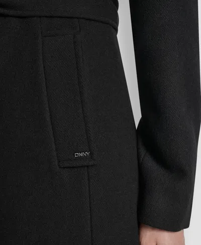 Dkny Petite Belted Zip Front Coat In Black