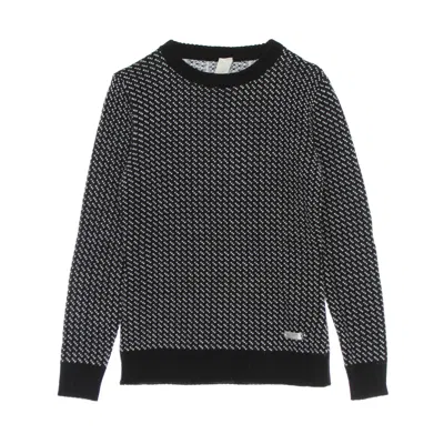 Shoeshine Women's Sweater W Micro-pattern Wool Knit In Black
