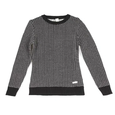 Shoeshine Women's Sweater W Micro-pattern Wool Knit In Black