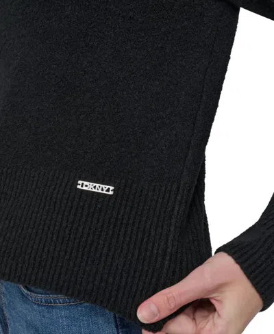 Dkny Jeans Petite Pullover Polo Sweater In Black
