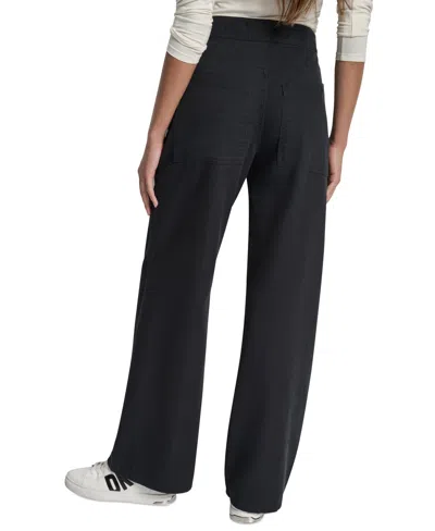 Dkny Jeans Women's Cotton High Rise Wide Leg Pants In Black