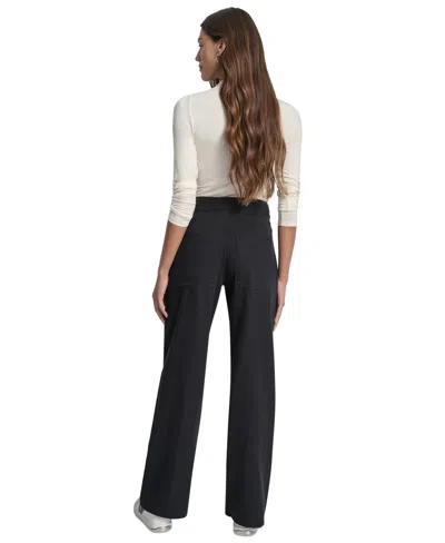 Dkny Jeans Women's Cotton High Rise Wide Leg Pants In Black